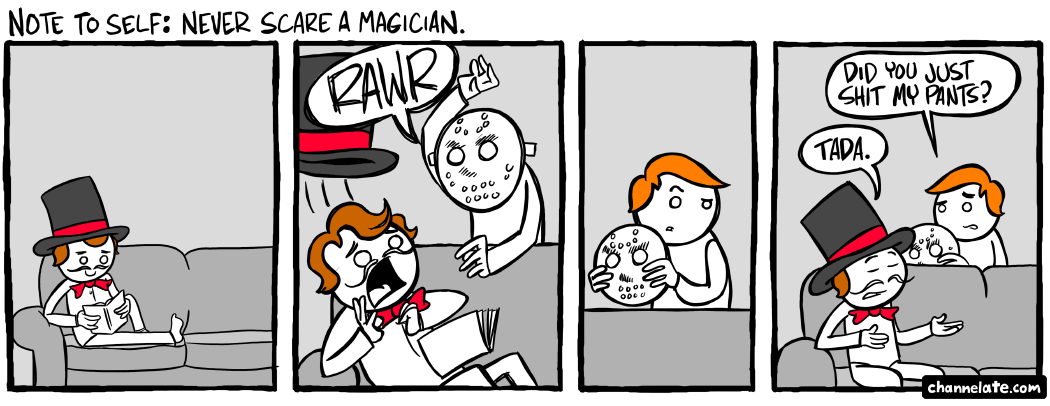 Scared magician.